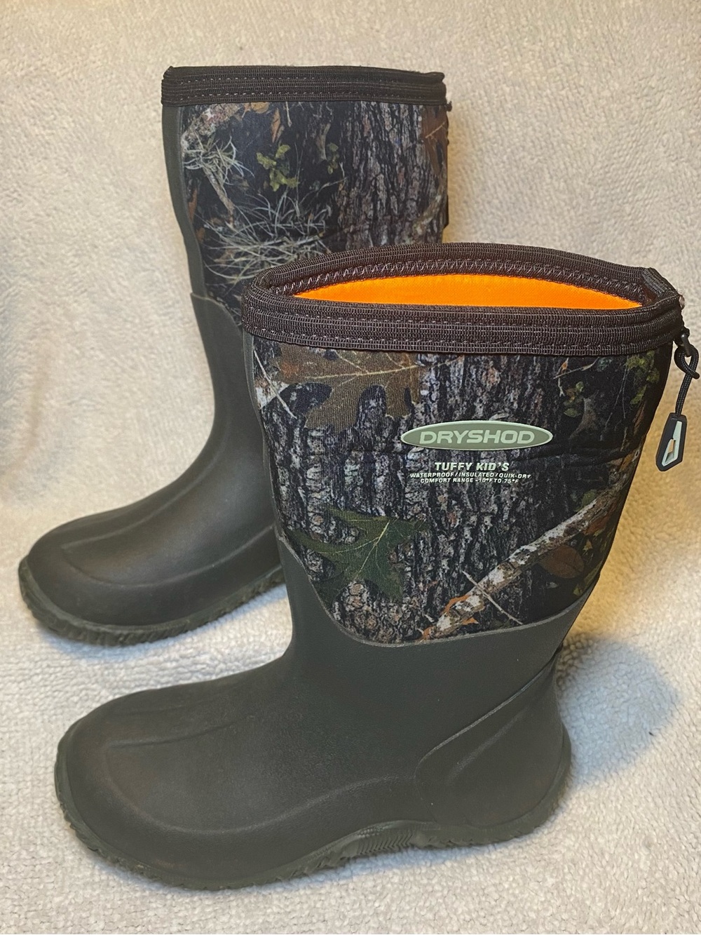 Dryshod Kids' Black Olive Camo Waterproof Rain & Snow Boots Size 2